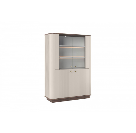 VESPER VITRÍNA 103 4D - kašmírové MDF / orech / zlaté úchyty / sokel VESPER VITRÍNA 103 4D - kašmírové MDF / orech / zlaté úchyty / sokel