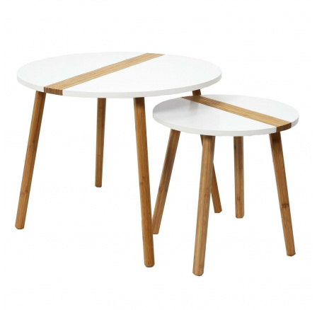 Sada 2 konferenčných stolíkov Paraiba biela/prírodná