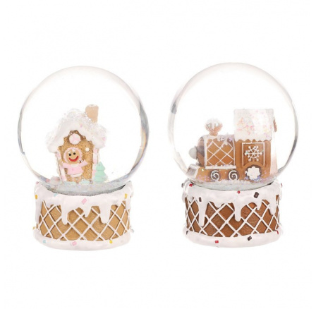 Sněžítko s perníkovým vláčkem či domečkem - polyresin, cena za 1 ks Sněžítko s perníkovým vláčkem či domečkem - polyresin, cena za 1 ks