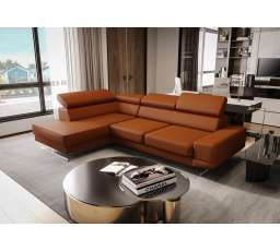 Rohová Kožená sedacia súprava MILANO I- tehlová, ľavá