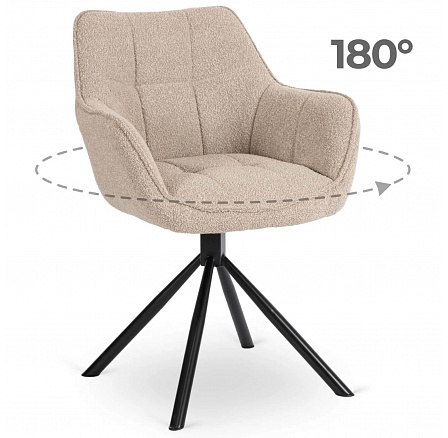 Otočné Kreslo PEONY Béžové Boucle