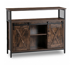 Komoda ARLO 100 cm s policami Dub Rustikálny/Čierna