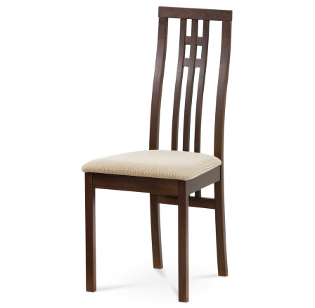 Jedálenská stolička, masívny buk, farba orech, krémový látkový poťah