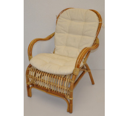 Ratanové kreslo Sidney - vankúš béžový zvýraznenia