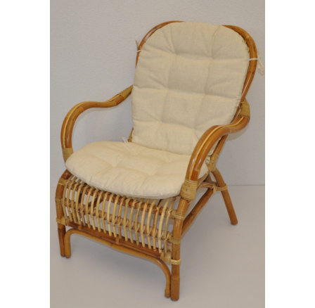 Ratanové kreslo Sidney - vankúš béžový zvýraznenia