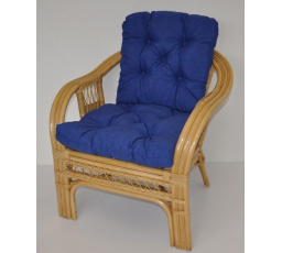 Ratanové kreslo Rio De Janeiro medové - poťah tmavomodrý melír