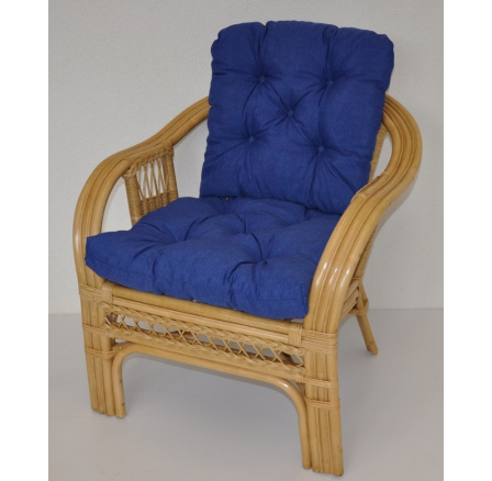 Ratanové kreslo Rio De Janeiro medové - poťah tmavomodrý melír