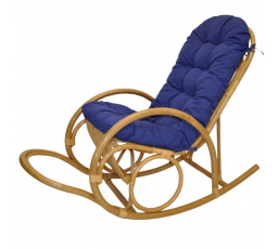 Ratanové hojdacie kreslo Jenaira medový poťah modrý melír