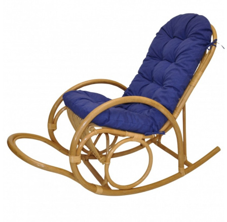 Ratanové hojdacie kreslo Jenaira medový poťah modrý melír Ratanové hojdacie kreslo Jenaira medový poťah modrý melír