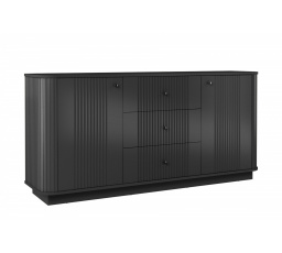 VESPER KOMODA 160 2D3SZ - čierny MDF / čierny MDF / čierne úchyty / sokel