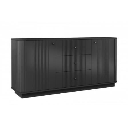 VESPER KOMODA 160 2D3SZ - čierny MDF / čierny MDF / čierne úchyty / sokel VESPER KOMODA 160 2D3SZ - čierny MDF / čierny MDF / čierne úchyty / sokel