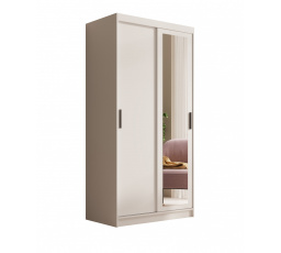 Šatní skriňa s posuvnými dverami a zrkadlom Hailey 100 Biela+Biela