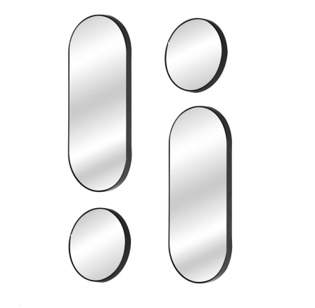 Sada 4 zrkadiel Deco Round čierna