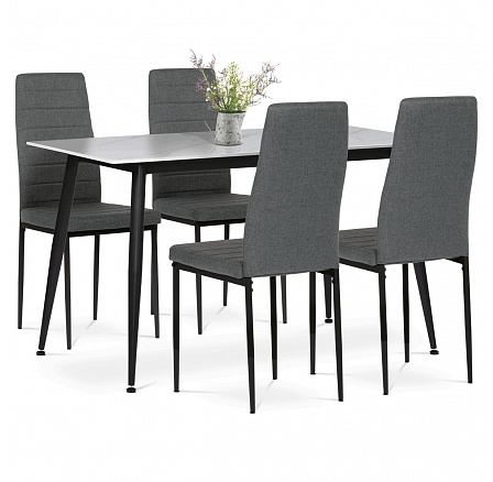 Jídelní set s 4 židlemi, 130x70x76cm, keramika, mramor, ASE-1004 GREY2 Jídelní set s 4 židlemi, 130x70x76cm, keramika, mramor, ASE-1004 GREY2