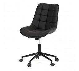 Stolička kancelárska, čierna látka v dekore brúsená koža, čierny kovový kríž