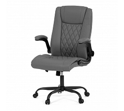 Kancelárska stolička, sivá ekokoža, vreckové pružiny, kovový kríž, kolieska na tvrdú podlahu