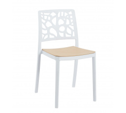 Stolička biela s prírodným sedákom K34-FXJG