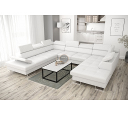 Rohová sedacia súprava GALAXY MAX I s funkciou spania 280x350x225 - biela eko koža, ľavá