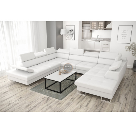 Rohová sedacia súprava GALAXY MAX I s funkciou spania 280x350x225 - biela eko koža, ľavá Rohová sedacia súprava GALAXY MAX I s funkciou spania 280x350x225 - biela eko koža, ľavá