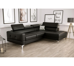 Rohová sedacia súprava TOSCANIA MINI prírodná koža 170x250 cm - čierna, pravá
