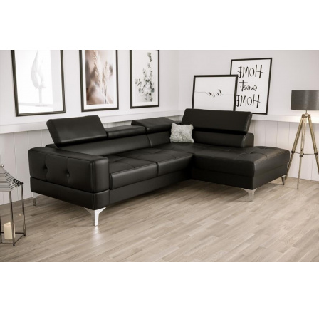Rohová sedacia súprava TOSCANIA MINI prírodná koža 170x250 cm - čierna, pravá