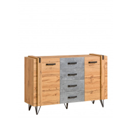 Komoda LOFTER - LO5, dub Wotan + betón Millenium