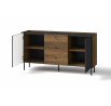 Komoda PRESTIGO - P5, Warmia Walnut/San Sebastian/čierny mat