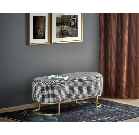 taburet HARMONY s úložným priestorom, čierna/biela/zlatá