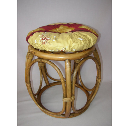 Ratanová stolička hnedá umývanie široký vankúš bordó motív