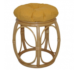 Ratanová taburetka široká medová polster žltý melír
