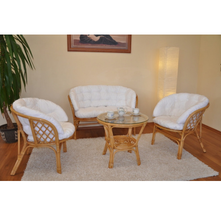 Ratanová sedacia súprava Bahama honey veľký vankúš biely MAXI