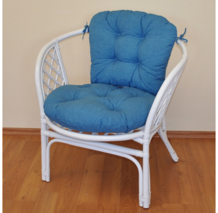 Ratanové kreslo Bahama biely vankúš tyrkysové odlesky Ratanové kreslo Bahama biely vankúš tyrkysové odlesky