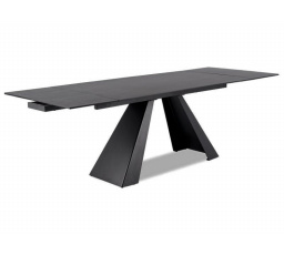 Jedálenský stôl SALVADORE CERAMIC, efekt sivého mramoru/čierny mat - (160-240)x90