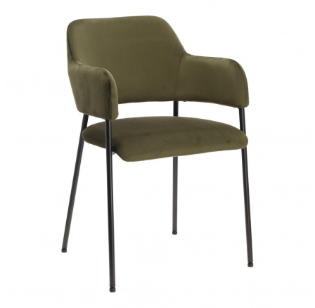 Stolička Lima zamatová s opierkami zelená