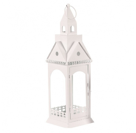 Lucerna kovová, kostelní věž - čtyřboká, větší, bílá Lucerna kovová, kostelní věž - čtyřboká, větší, bílá