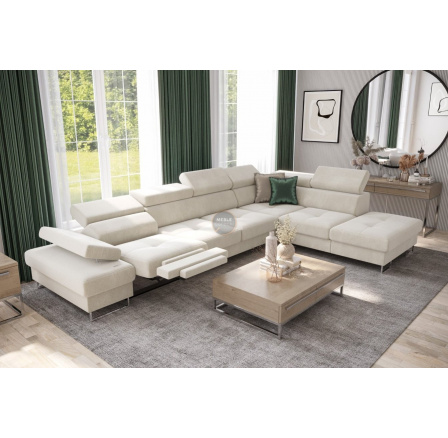 Rohová sedacia súprava GALAXY, relax s funkciou spania 225X350 cm - béžová, pravá Rohová sedacia súprava GALAXY, relax s funkciou spania 225X350 cm - béžová, pravá