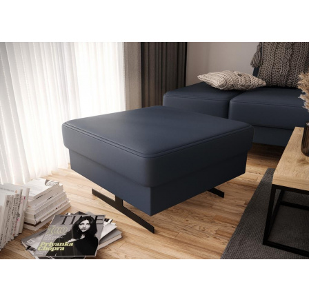 Taburet EMPORIO 70 x 70 cm prírodná koža - Modrá koža