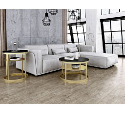 Okrúhly konferenčný stolík Glamour - v rôznych farbách - Čierny MiniPearl, Zlatý