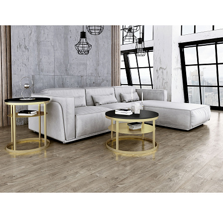 Okrúhly konferenčný stolík Glamour - v rôznych farbách - Čierny MiniPearl, Zlatý