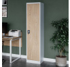 Kovová skriňa policová Eco Design ALEX, 450 x 1850 x 400 mm, Biela/ dub sonoma
