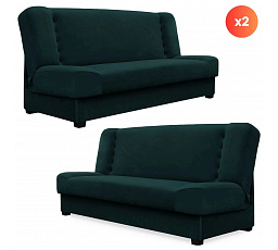 Sada 2x Rozkladacia Pohovka PIANO Zelená Zamatová