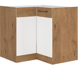Dolná rohová skrinka VIGO - 90x90 ND 2F BB, Dub Lancelot / Biely lesk