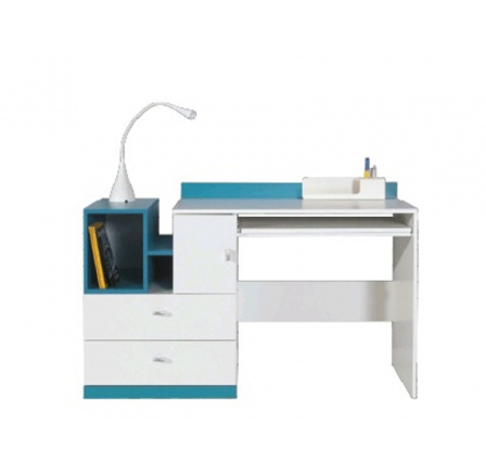 Písací stôl MOBI MO11, Biela Lux / Tyrkysová