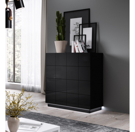 Komoda REJA KOM4S čierna lesklá/čierna lesklá