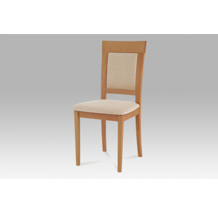 Jedálenská stolička, masívne bukové drevo, farba buk, béžové látkové čalúnenie Jedálenská stolička, masívne bukové drevo, farba buk, béžové látkové čalúnenie