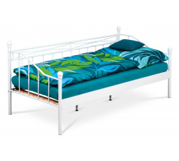 Jednolôžková posteľ 90x200, kovová konštrukcia, biely matný lak