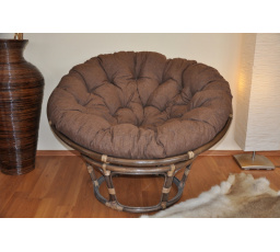 Ratanový papasan 110 cm hnedý vankúš hnedé odlesky