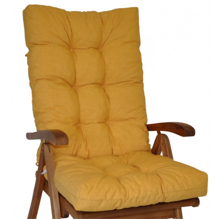 Vankúš pre vysoké záhradné kreslo z teakového dreva - látka so žltými odleskami