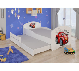 Manželská posteľ s matracom PEPE II CAR ZIGZAG 160x80 biela