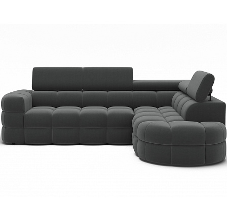 Carmenn corner sofa with sleeping function, storage compartment and adjustable headrests, dark gray plush, right-hand side Sola 06 205x126 Right 1